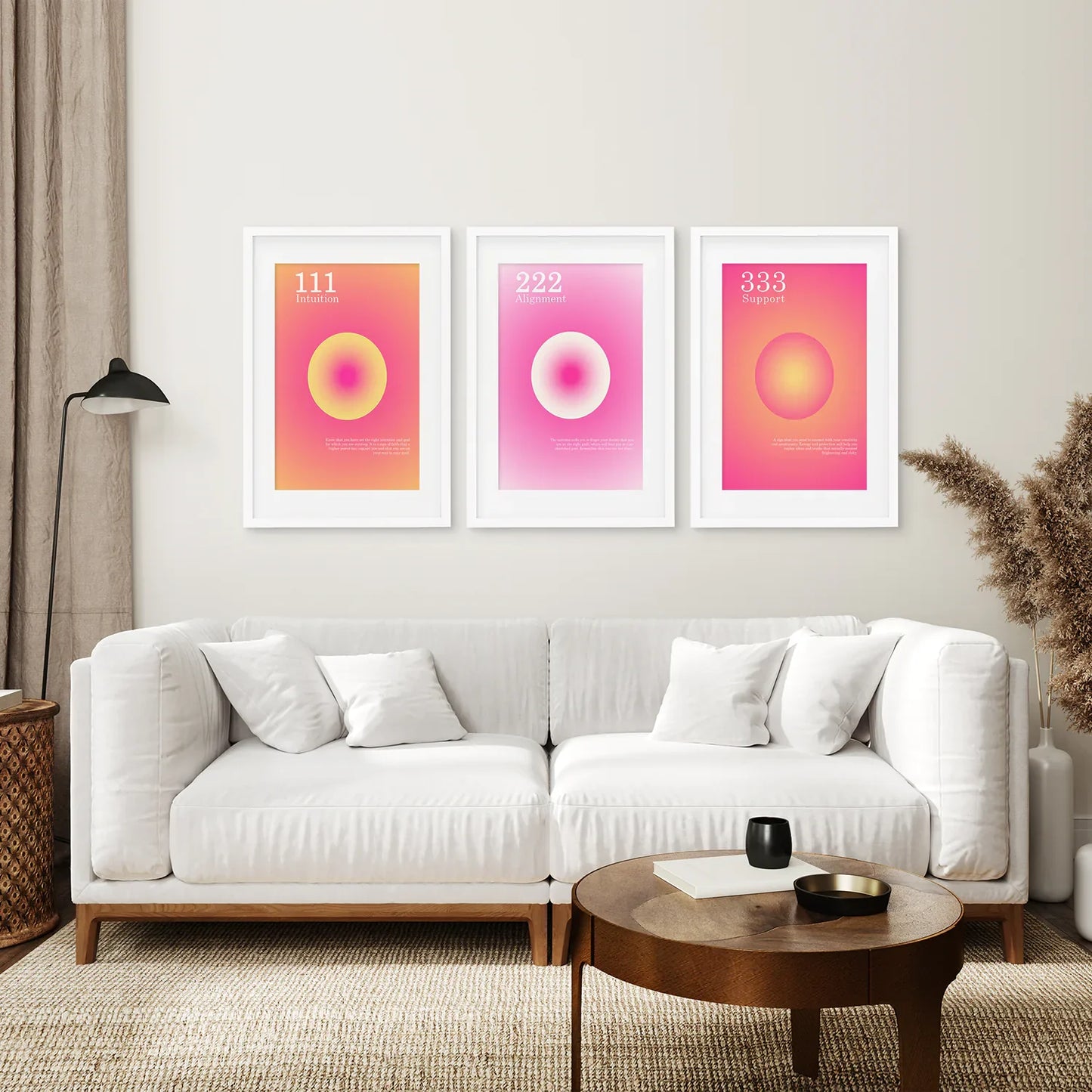 Angel Numbers Wall Art Set of 3, 111 222 333 Prints