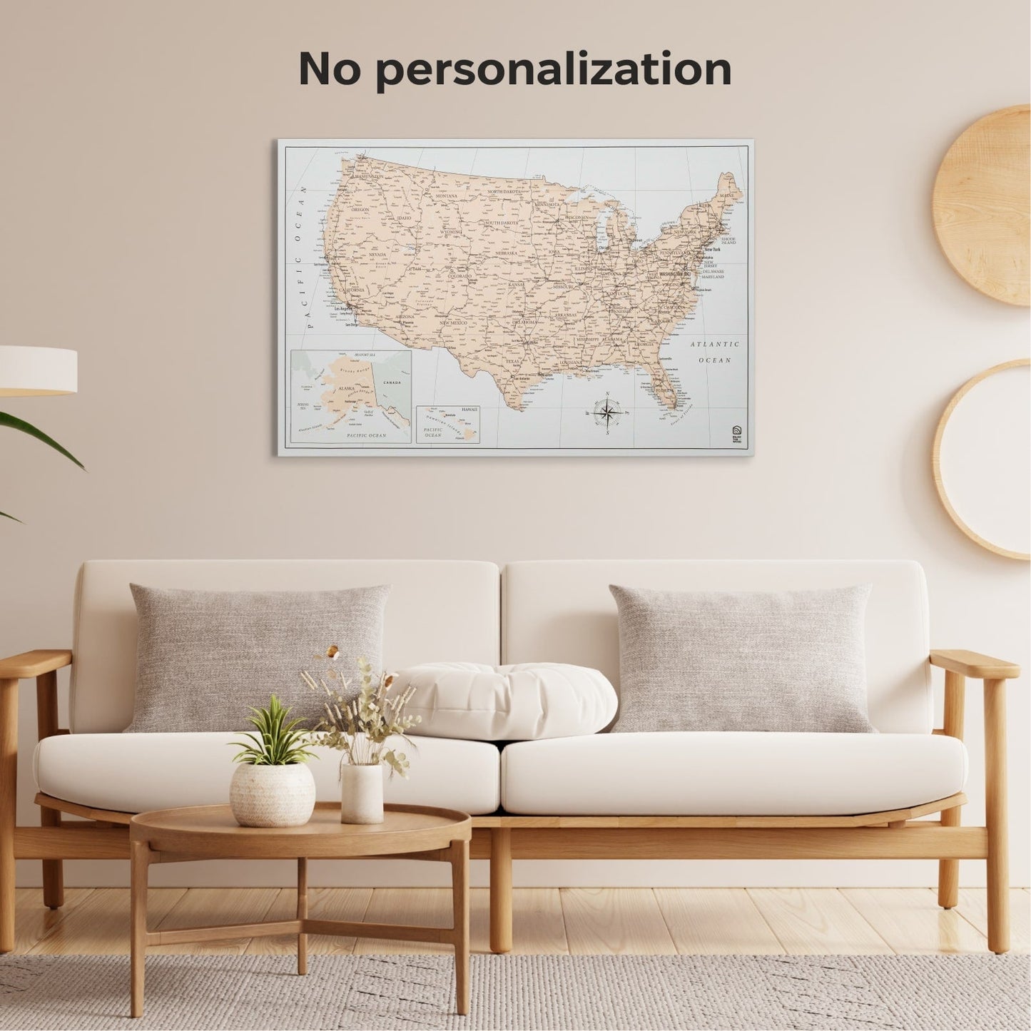 Antique Canvas USA Map Wall Art