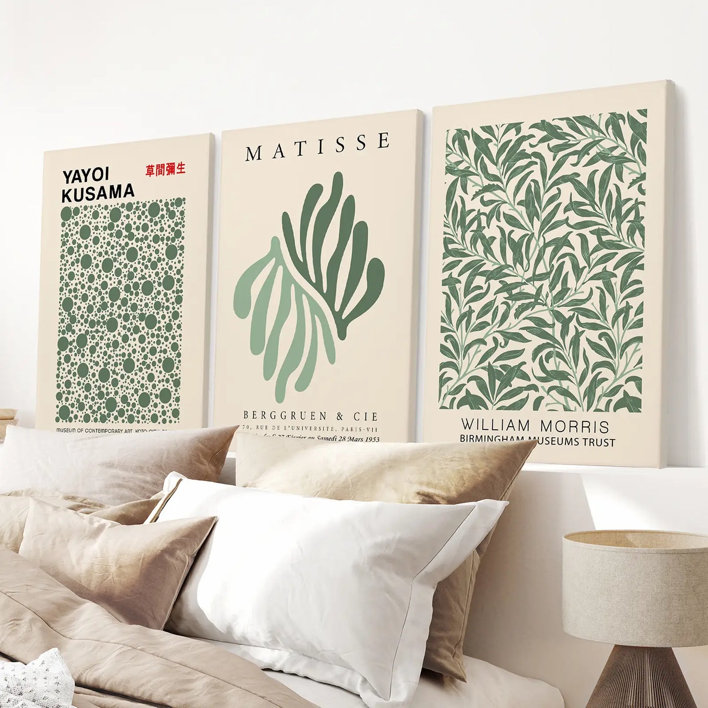 Sage Green Botanical Wall Art Set of 3 Vintage Prints