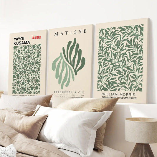 Sage Green Botanical Wall Art Set of 3 Vintage Prints