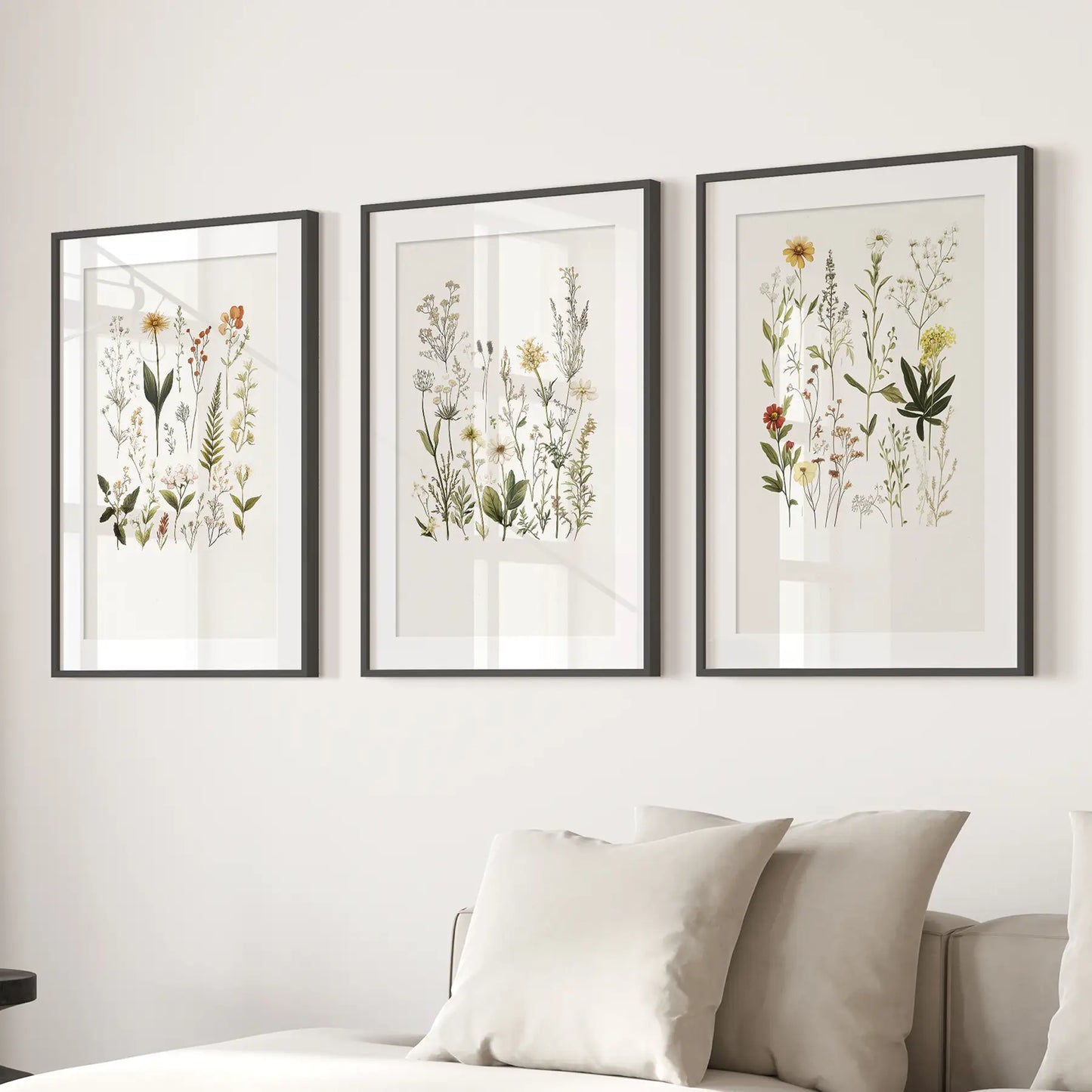 Colorful Wildflower Watercolor Wall Art Set of 3
