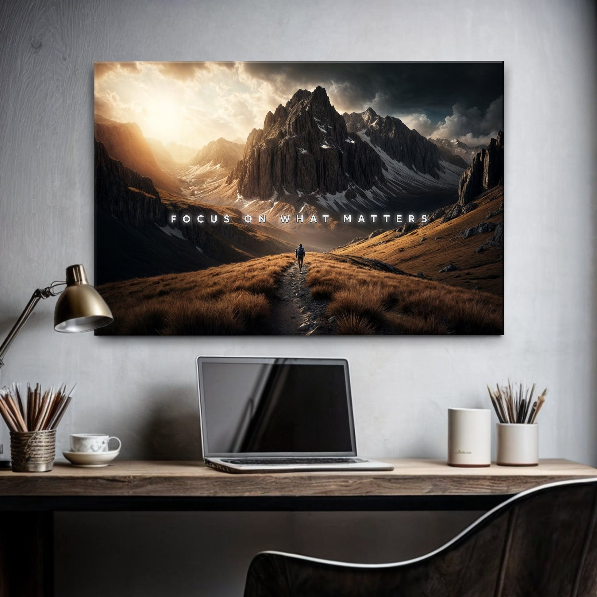 Ascend mountain motivational canvas wall art