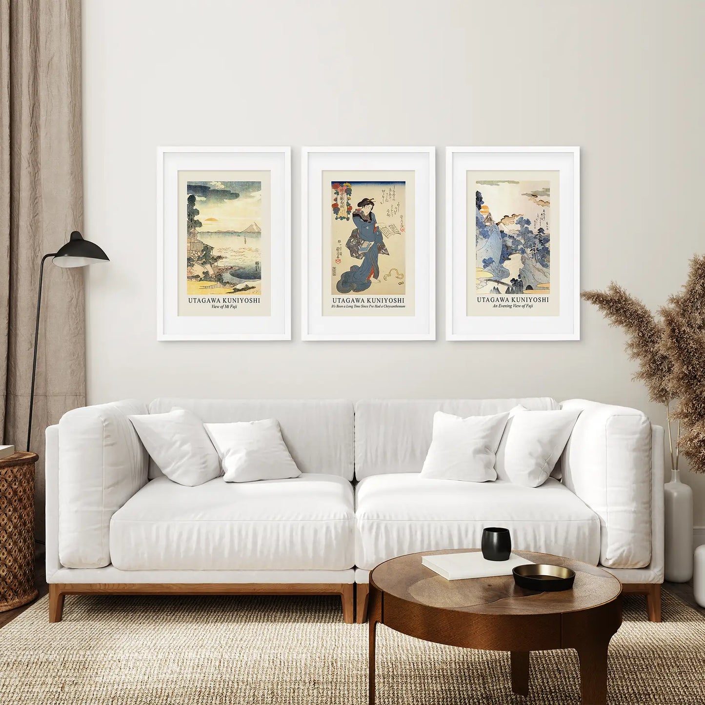 Japanese Woodblock Wall Art Set of 3 Vintage Prints