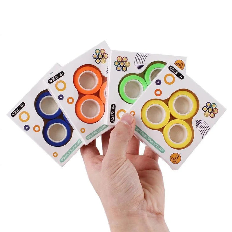 Assorted color fidget spinner magnetic bracelet rings handheld packaging display