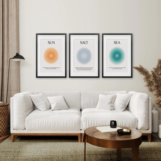 Sun Salt and Sea Aura Wall Art Set of 3 Prints