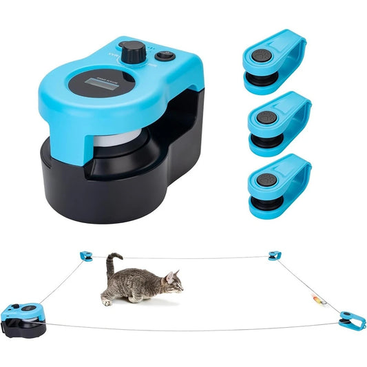 Automatic cat toy blue motorized base with remote control interactive exercise system