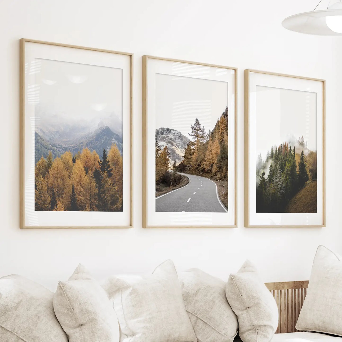 Autumn Mountain Forest Wall Art, 3 Piece Scenery Set