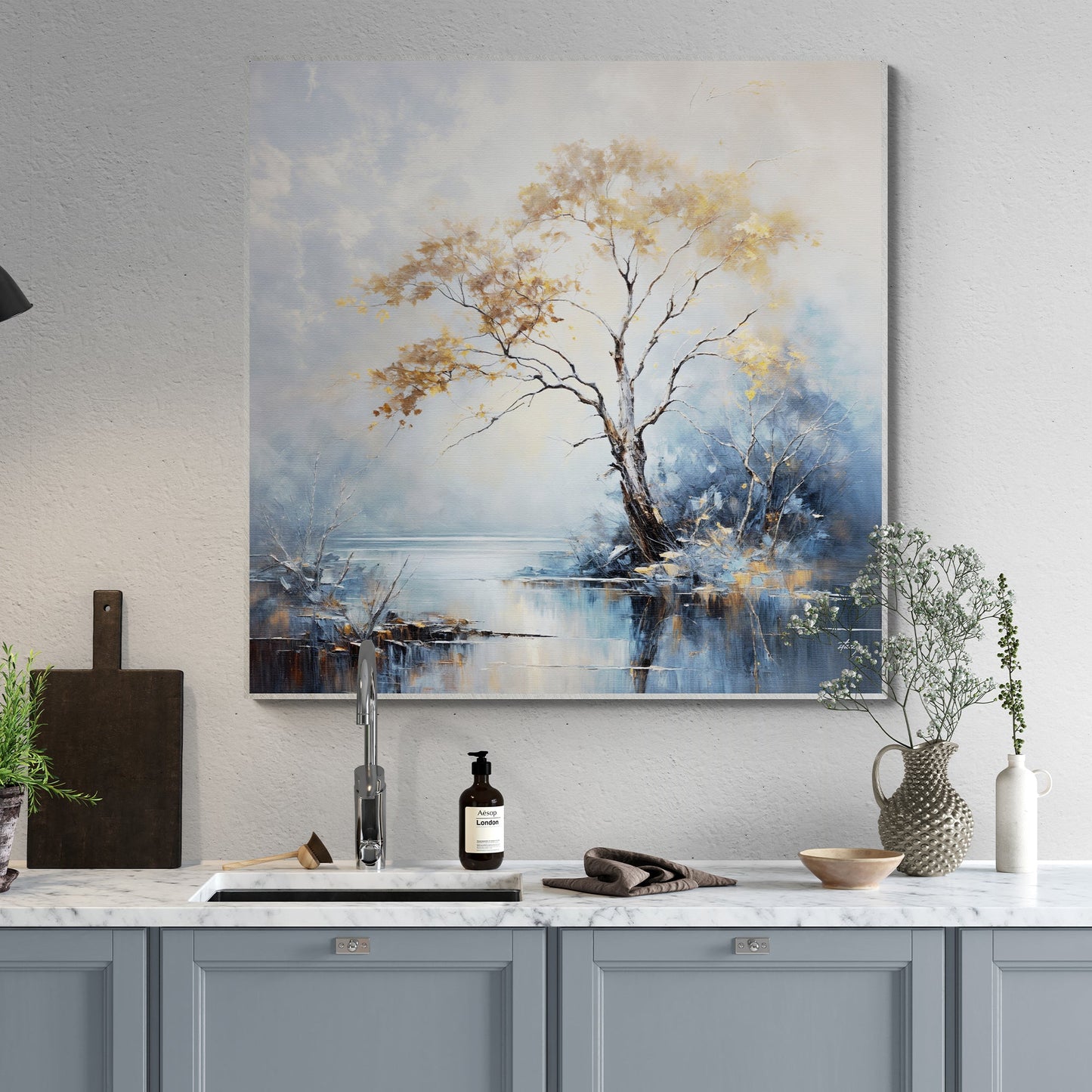 Autumnal Reflection Lake Canvas Wall Art Landscape