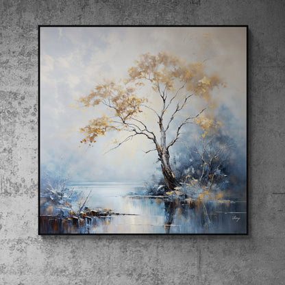Autumnal Reflection Lake Canvas Wall Art Landscape