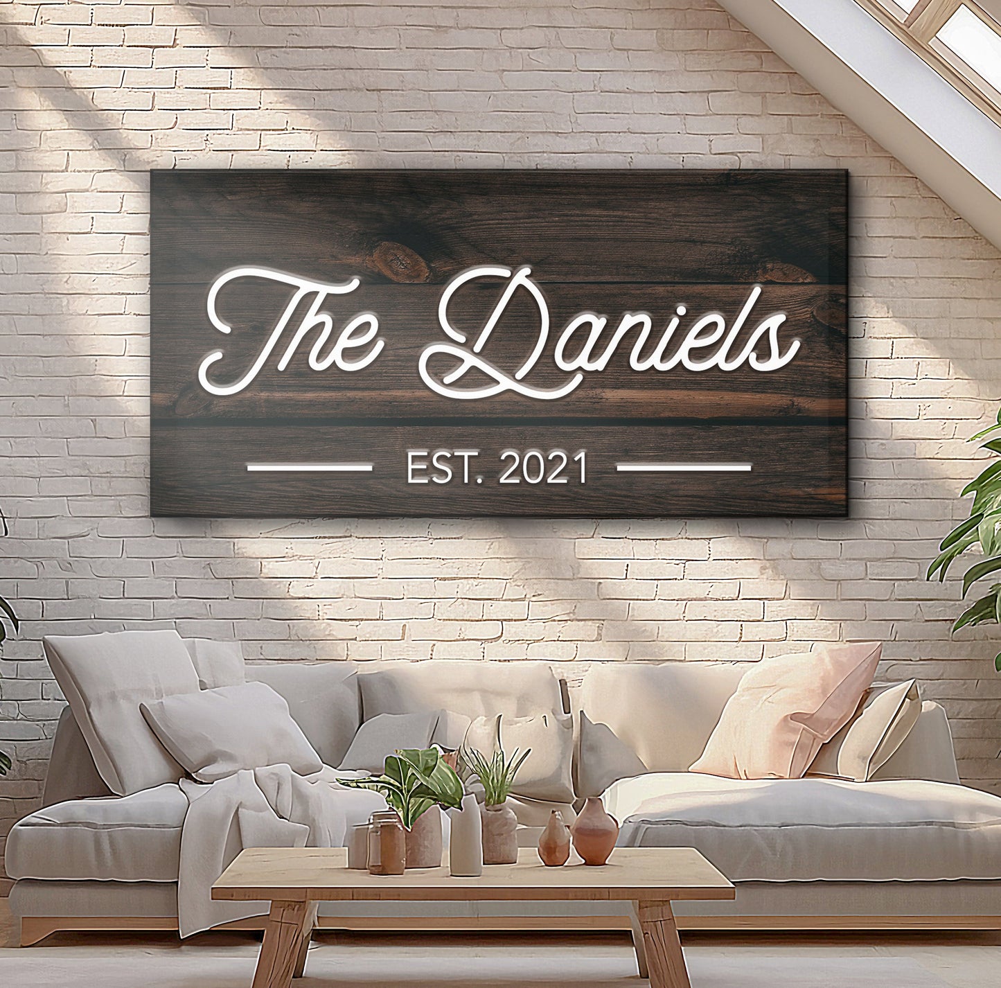 Personalized Wood-Look Family Name Canvas Sign