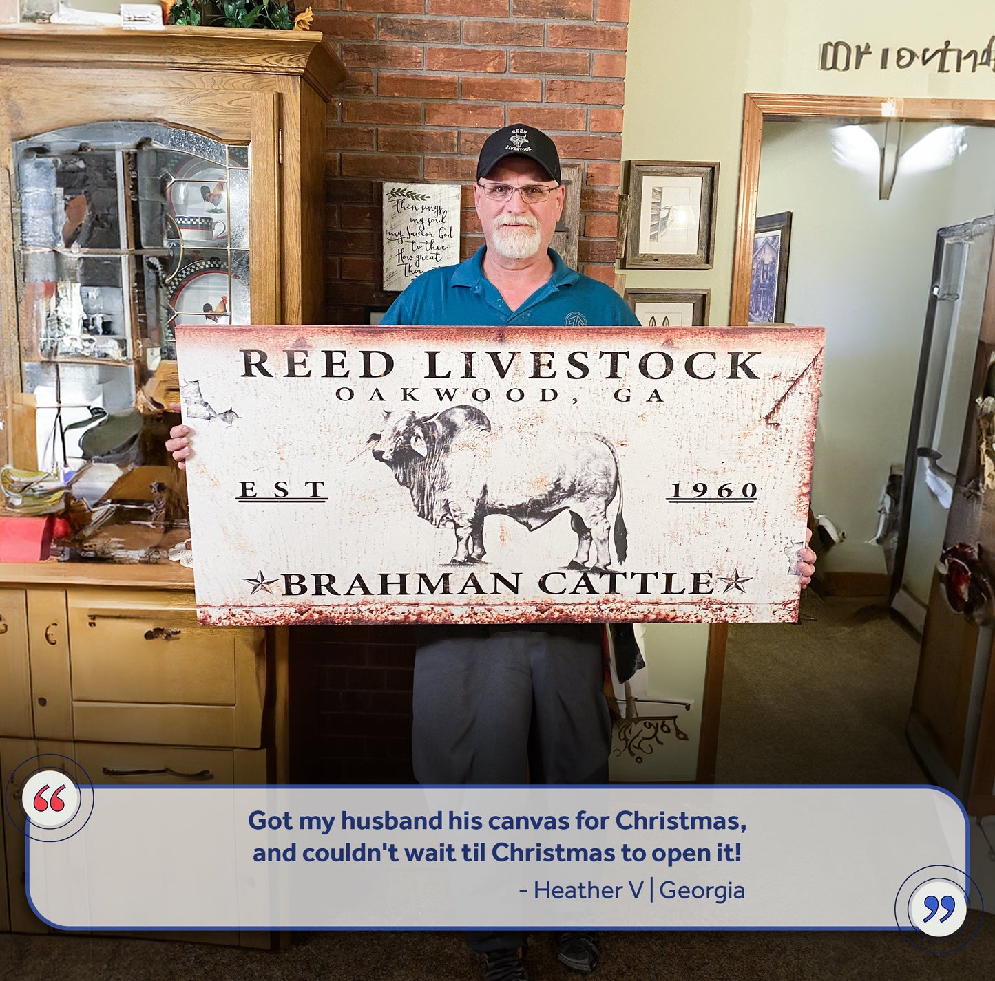 Brahman Cattle Canvas Wall Art Sign