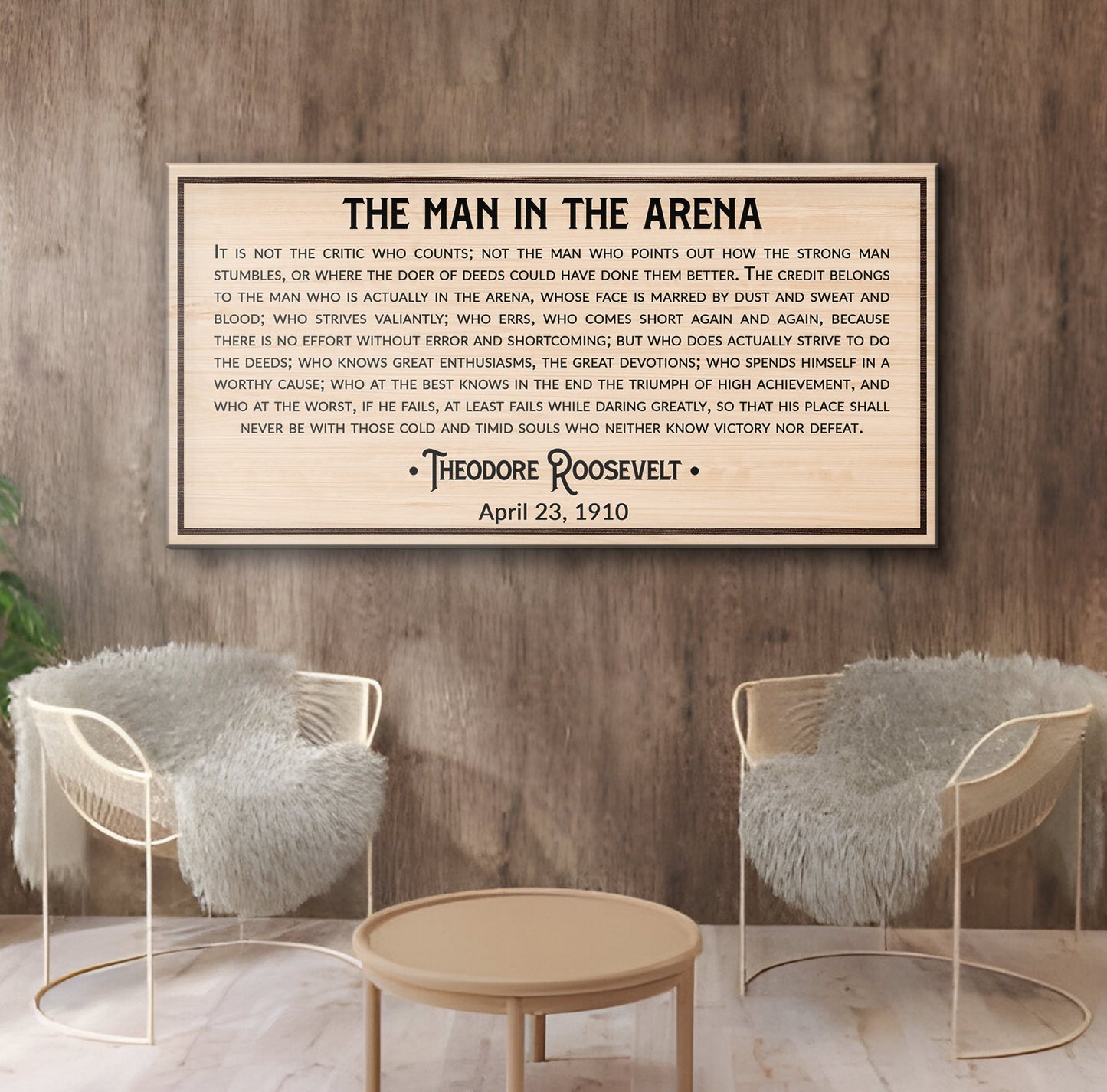 Man in the Arena Quote Canvas Wall Art IV