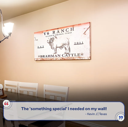 Brahman Cattle Canvas Wall Art Sign