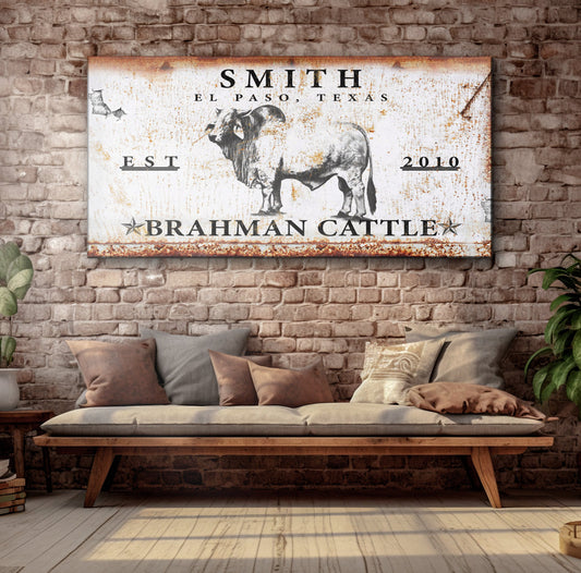 Brahman Cattle Canvas Wall Art Sign