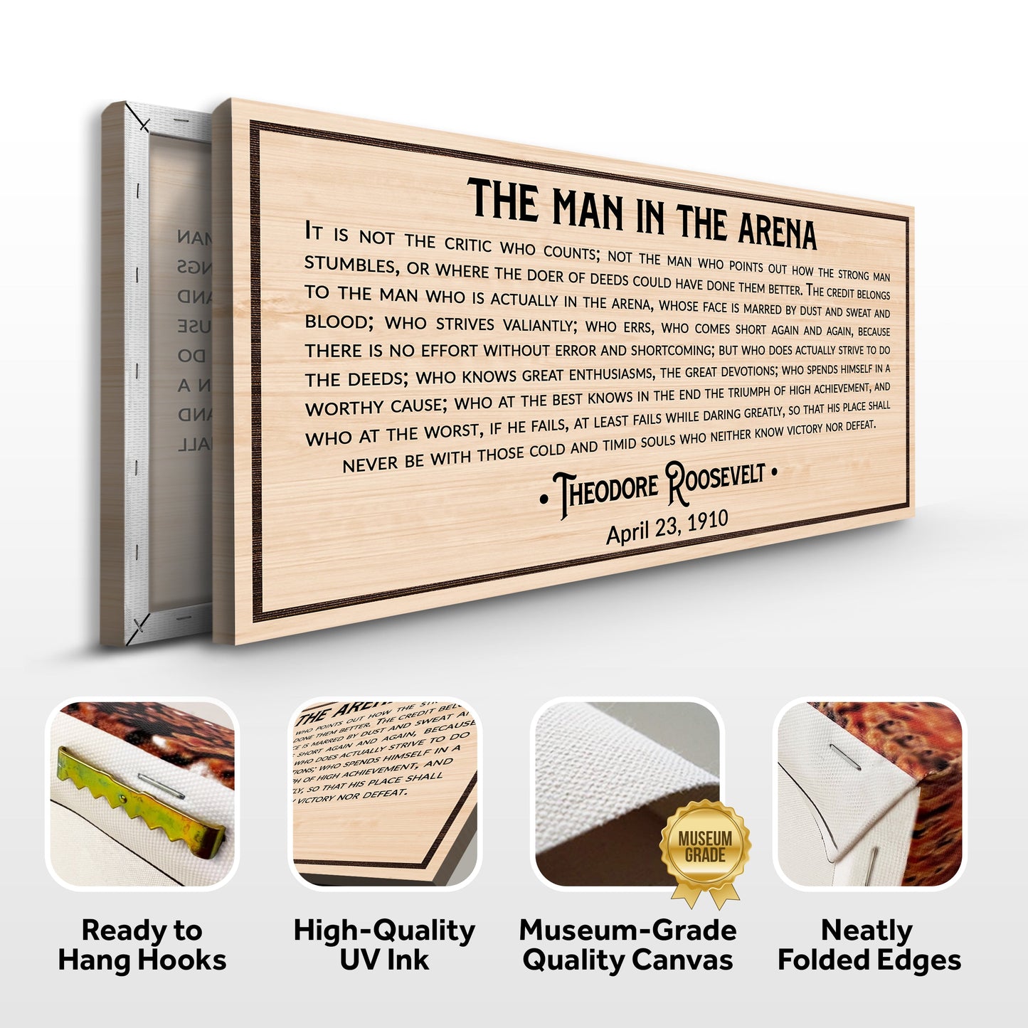 Man in the Arena Quote Canvas Wall Art IV