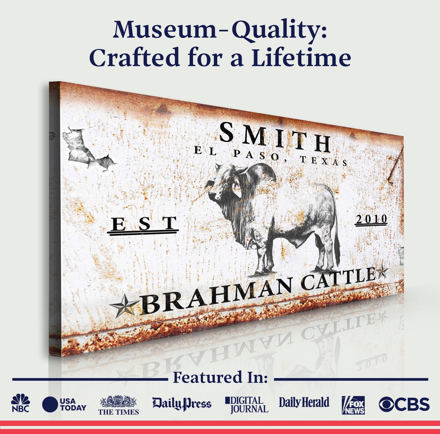Brahman Cattle Canvas Wall Art Sign