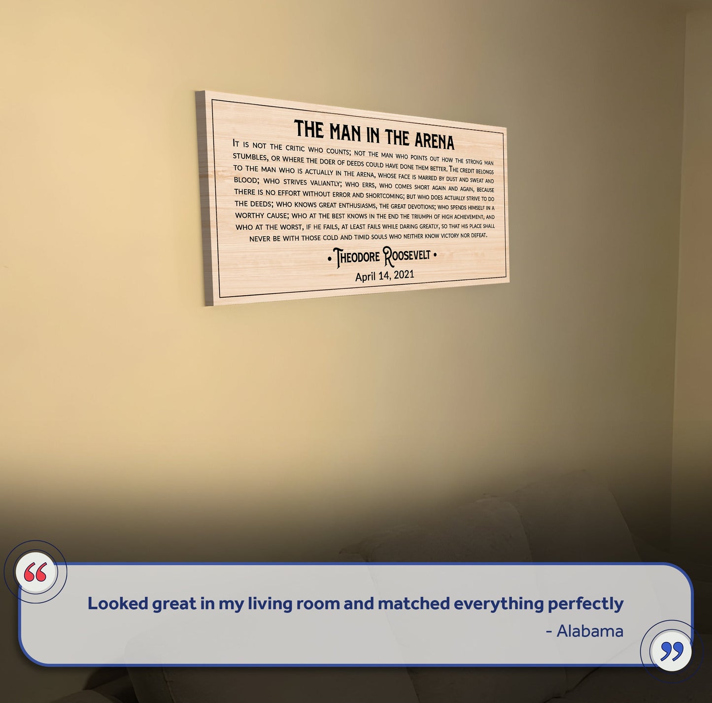 Man in the Arena Quote Canvas Wall Art IV