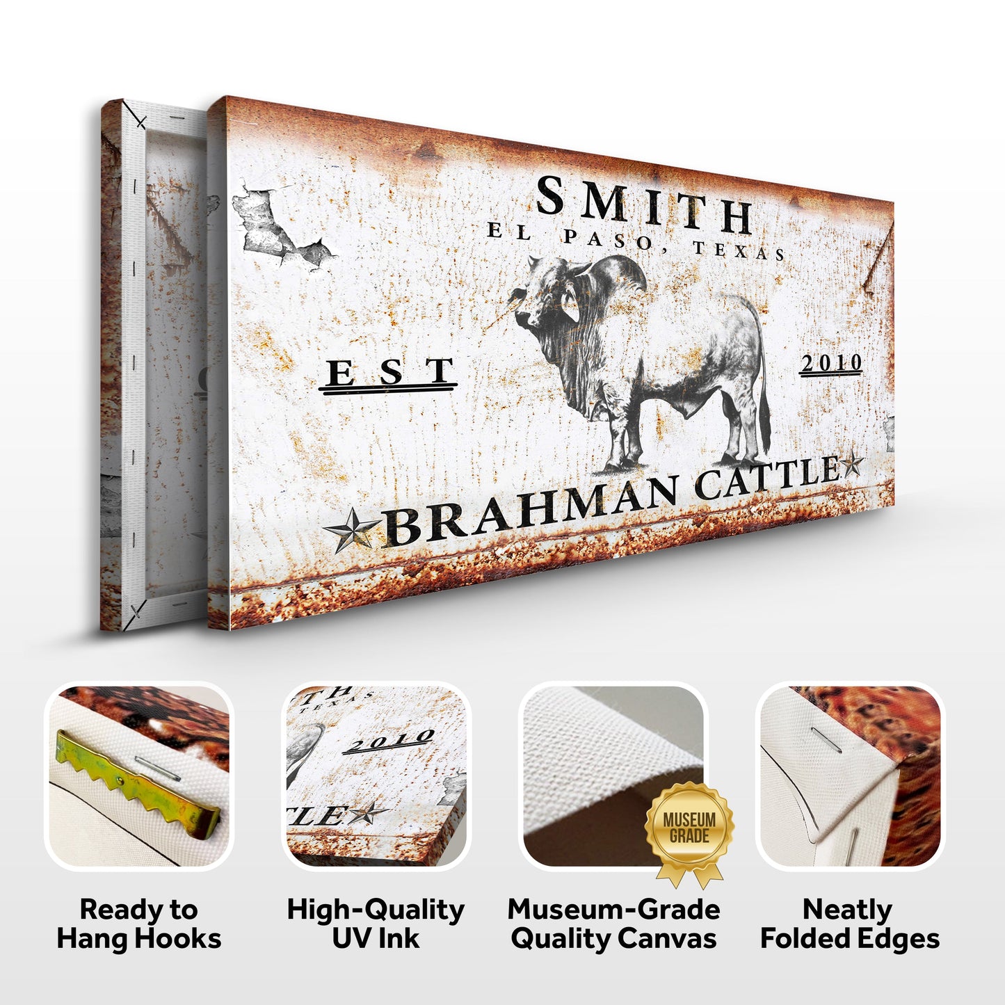 Brahman Cattle Canvas Wall Art Sign
