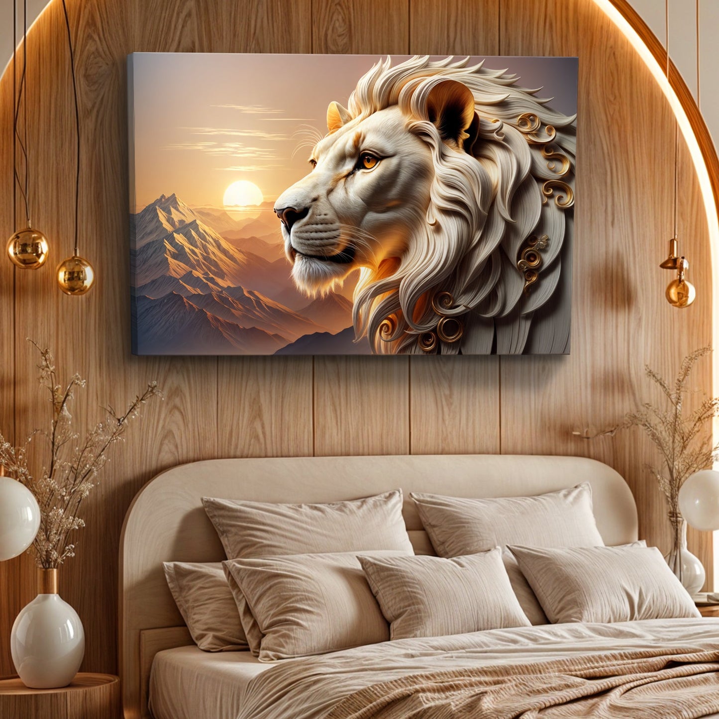 3D Majestic Lion Canvas Wall Art IV