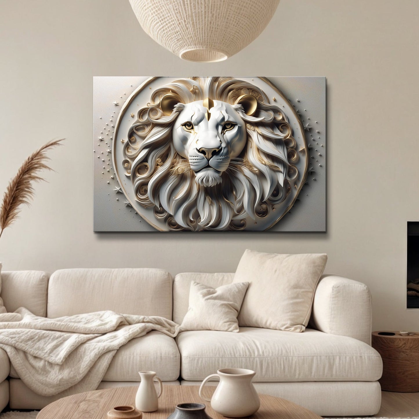 3D Majestic Lion Canvas Wall Art VI