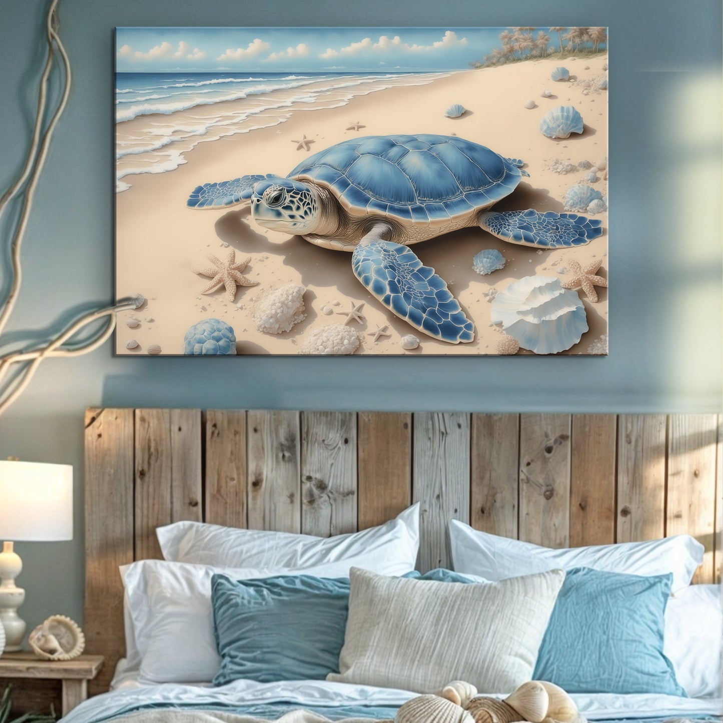 3D layered coastal canvas wall art