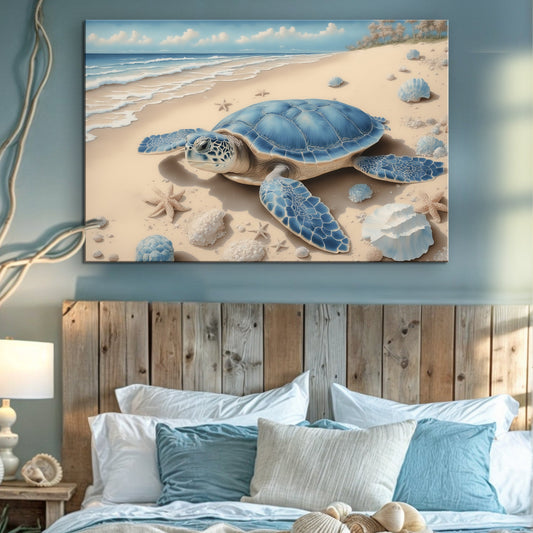 3D layered coastal canvas wall art