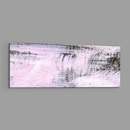 Blush pink brushstroke abstract panoramic glass piece shown on a plain gray background