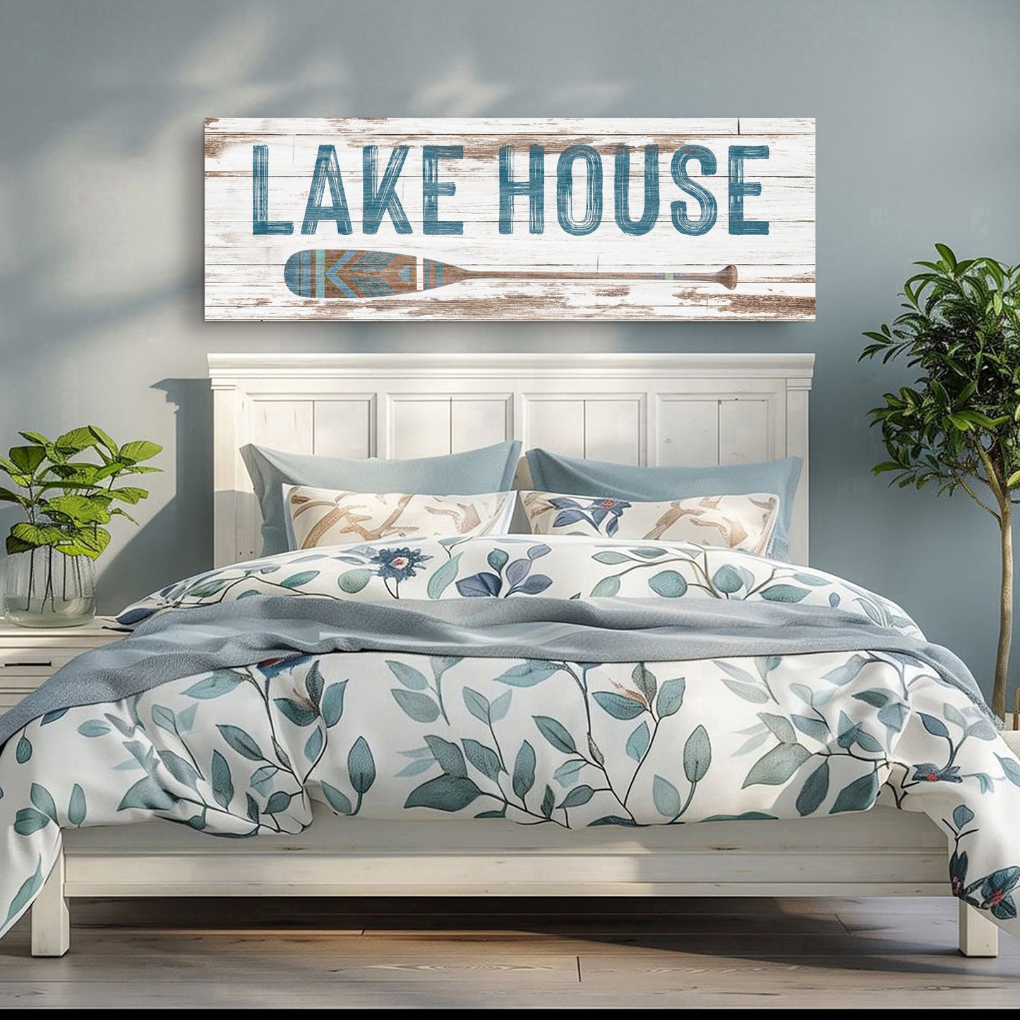 Lake House Coastal Sign Canvas Wall Art