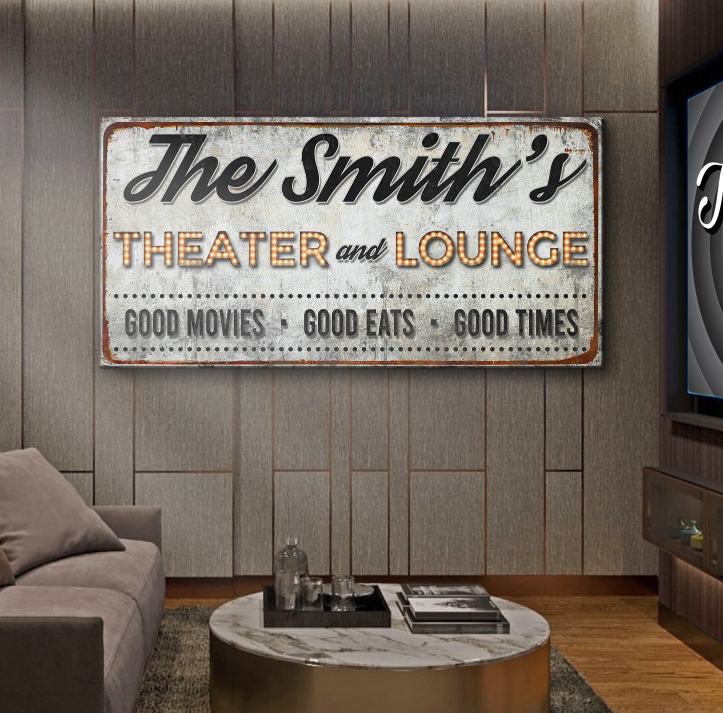 Family Theater And Lounge Canvas Sign IV