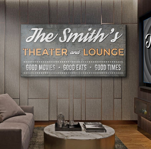 Family Theater and Lounge Sign Canvas Wall Art