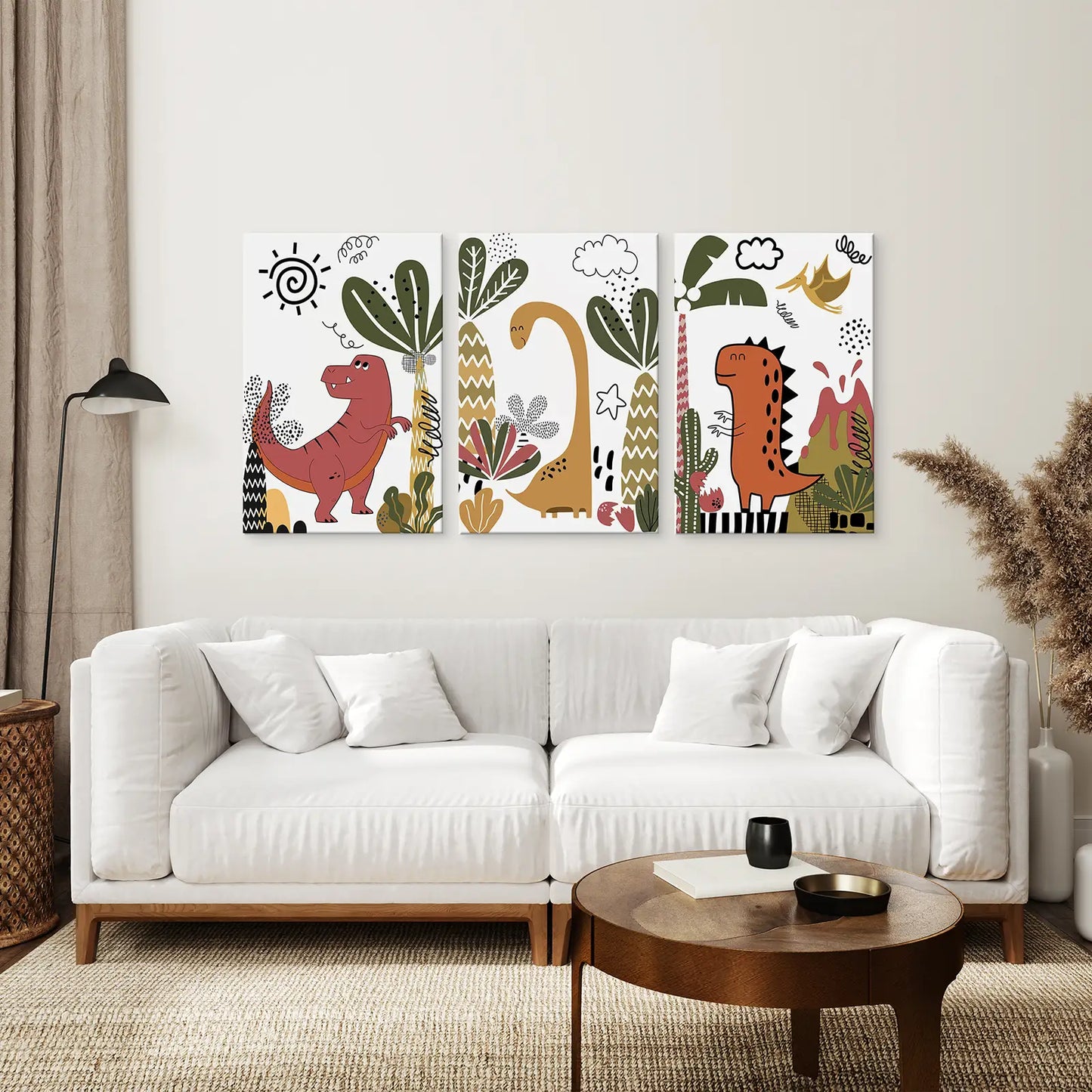 Cute Dinosaur Wall Art Set of 3 Boys Nursery Prints