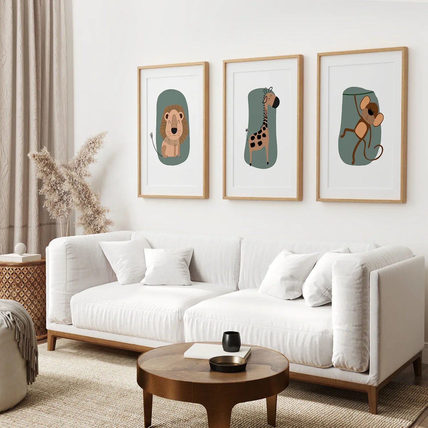 Cute Safari Baby Animals Nursery Wall Art Set of 3
