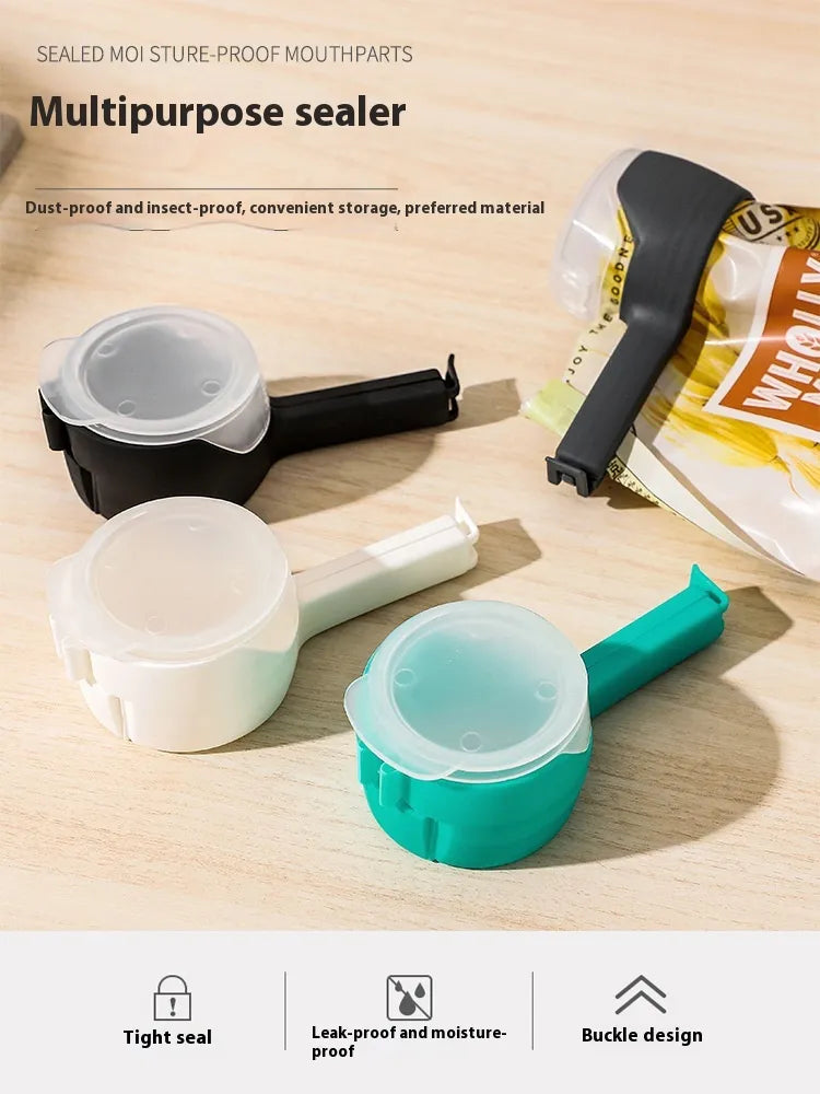 Bag sealing clips in black white and green colors with buckle design