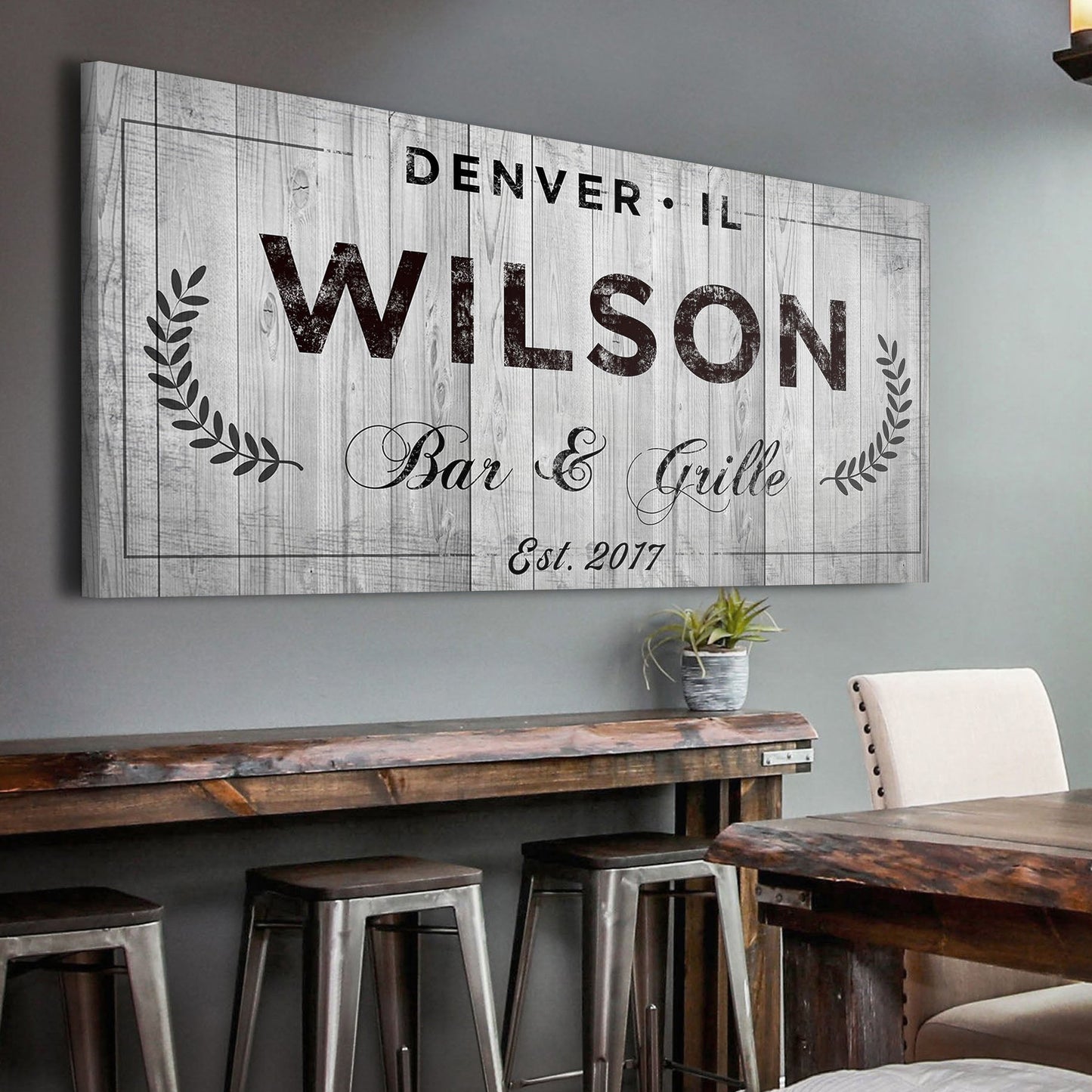 Bar and Grill Canvas Wall Art Sign