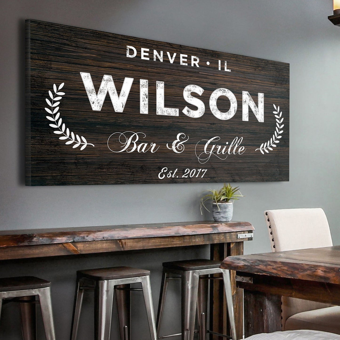 Bar and Grill Canvas Wall Art Sign