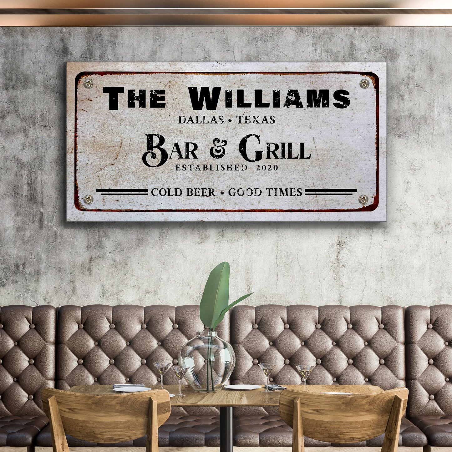 Vintage Bar and Grill Canvas Wall Decor