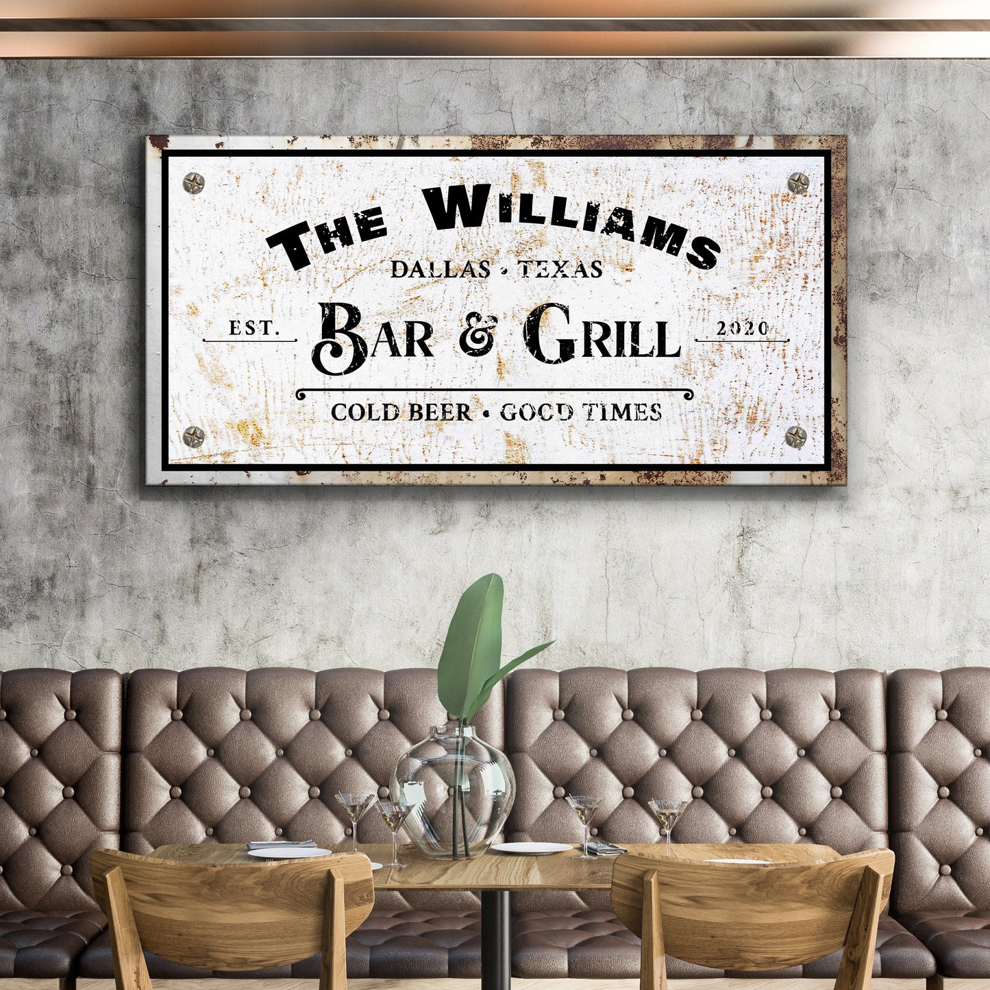 Vintage Bar and Grill Canvas Wall Art