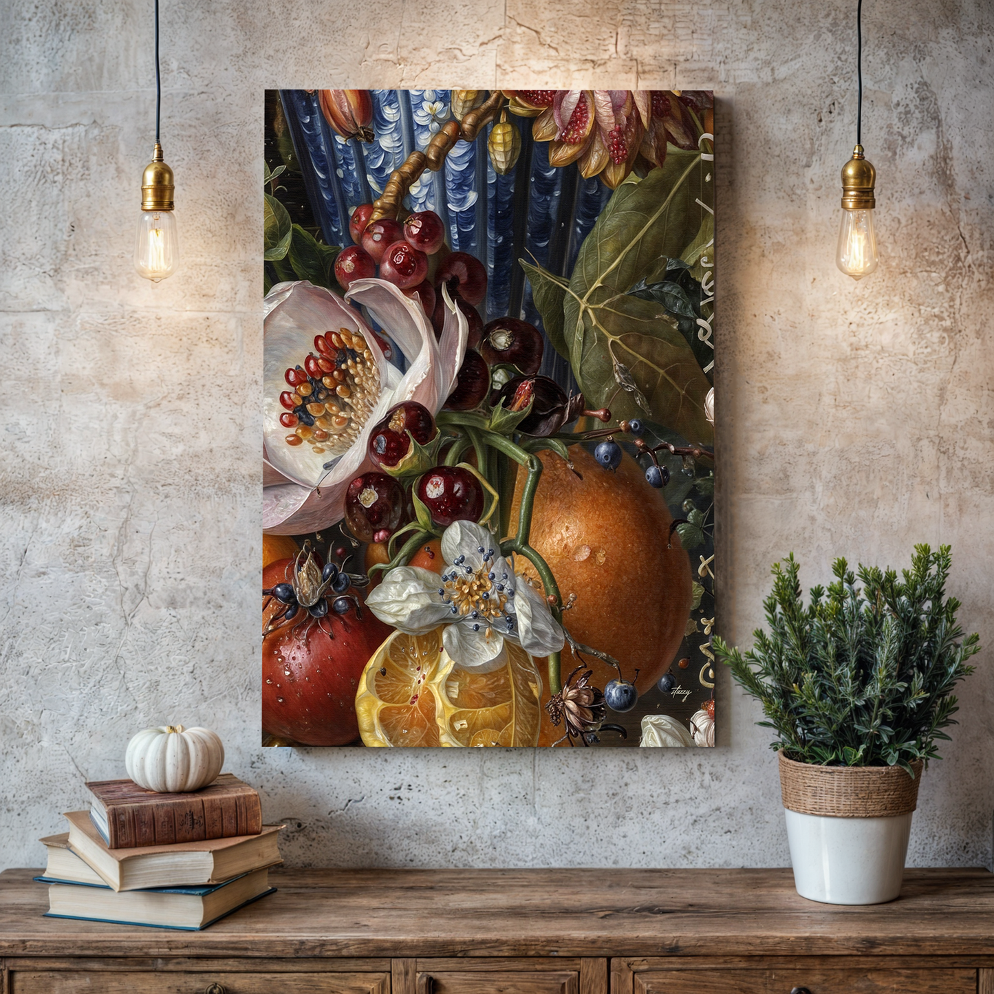 Baroque Bounty Floral Canvas Print Still Life Art