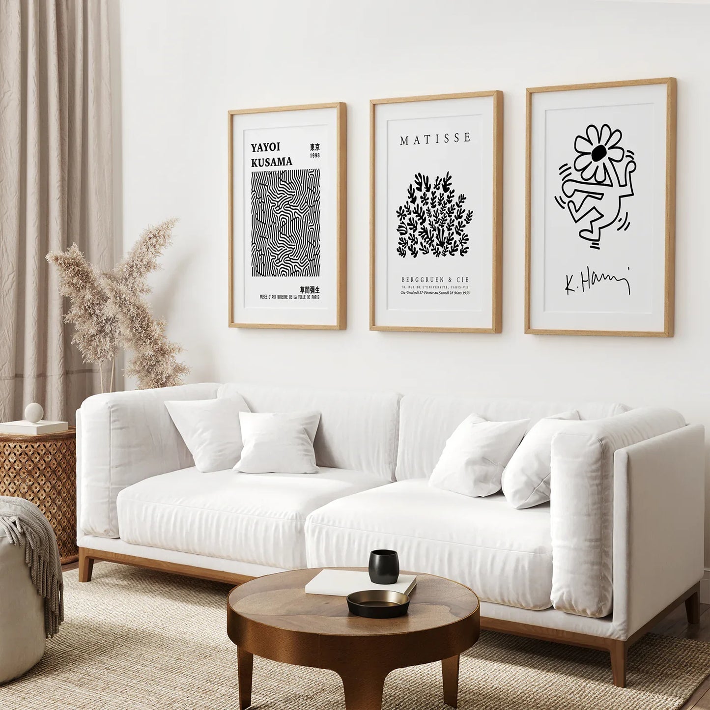 Black and White Abstract Figure Wall Art Set of 3