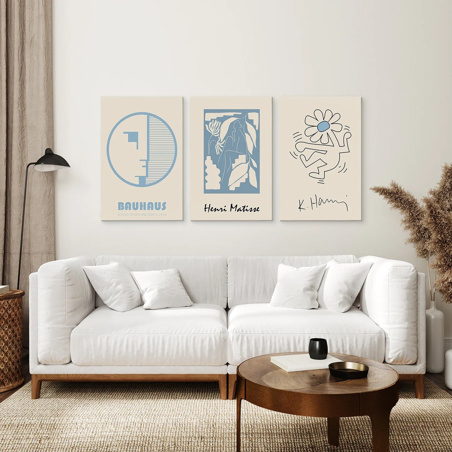 Abstract Wall Art Set of 3, Pastel Blue Cut-Out Prints