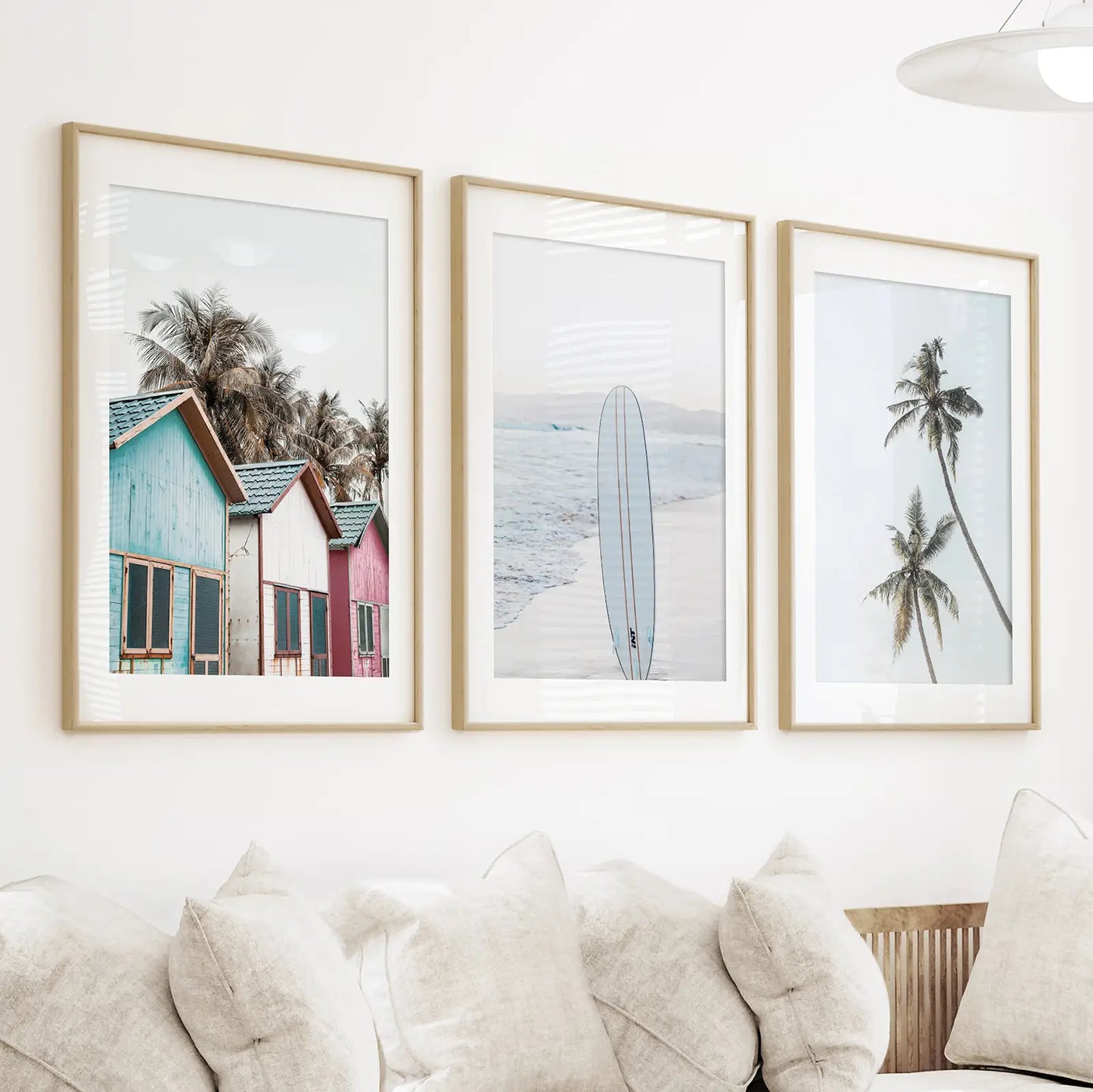 California Boho Beach Wall Art Set of 3 Surf Prints