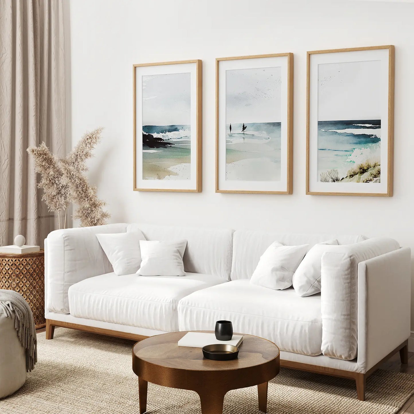 Navy Blue Coastal Wall Art Set of 3 Beach House Prints