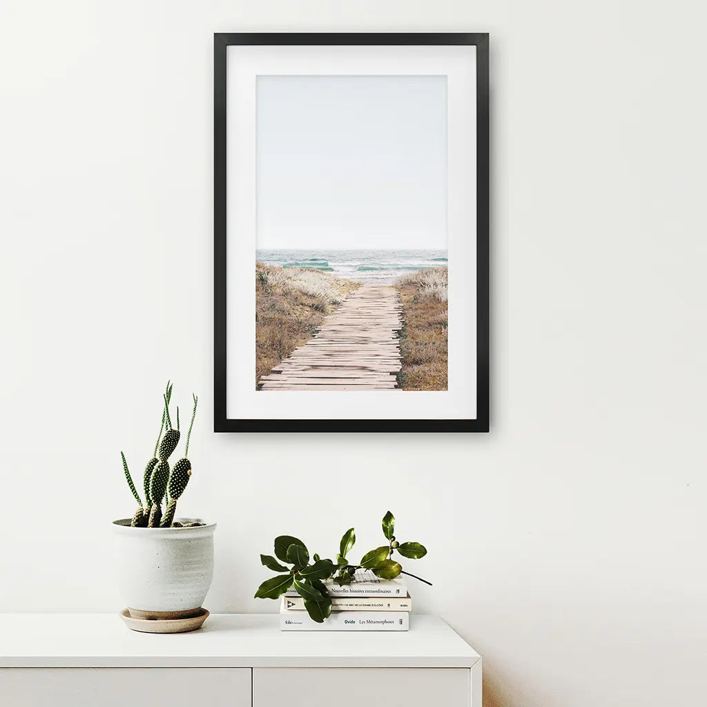 Beige Beach Pathway Print - Modern Boho Wall Decor