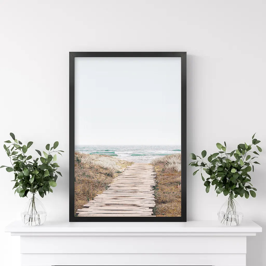 Beige Beach Pathway Print - Modern Boho Wall Decor