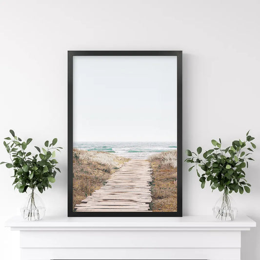 Beige Beach Pathway Print - Modern Boho Wall Decor
