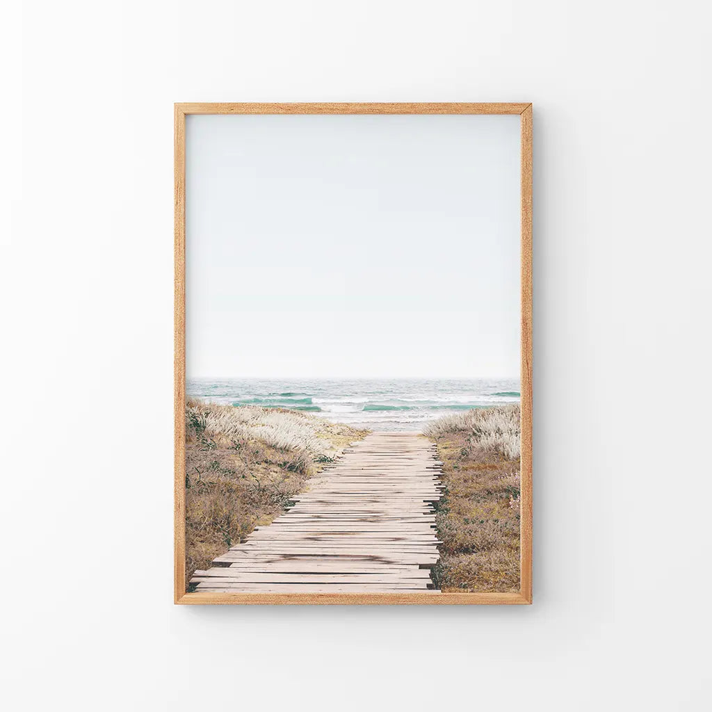 Beige Beach Pathway Print - Modern Boho Wall Decor