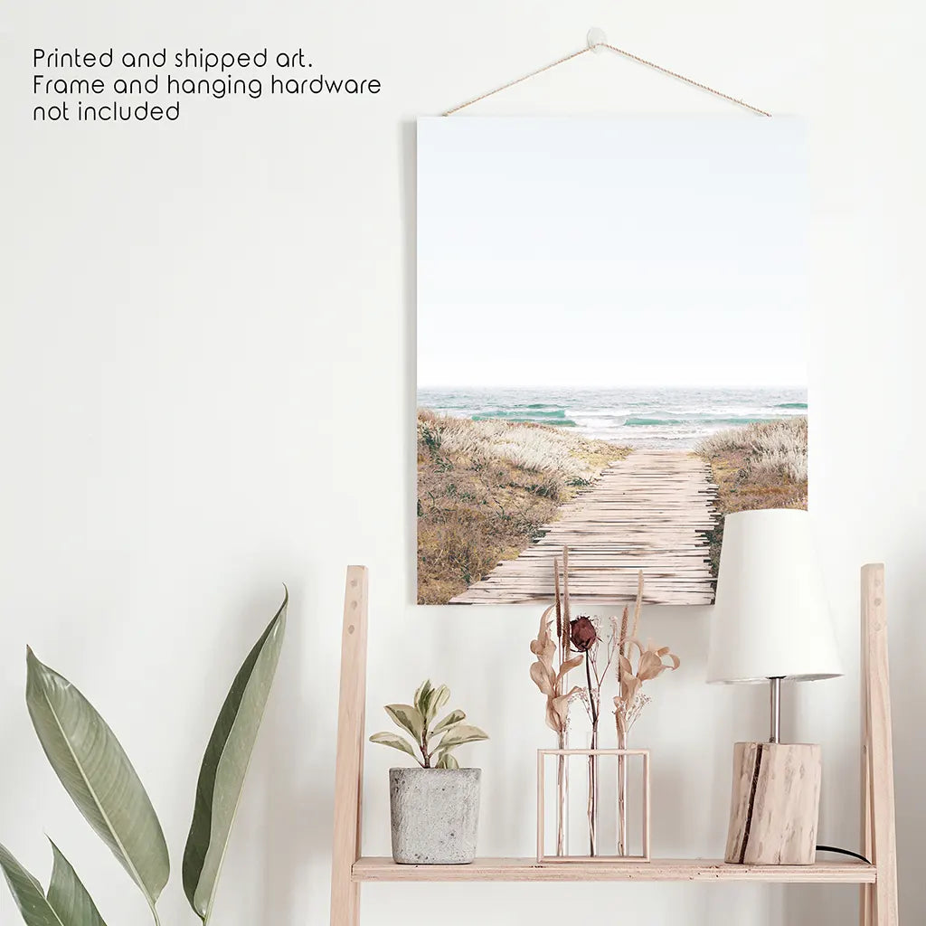 Beige Beach Pathway Print - Modern Boho Wall Decor