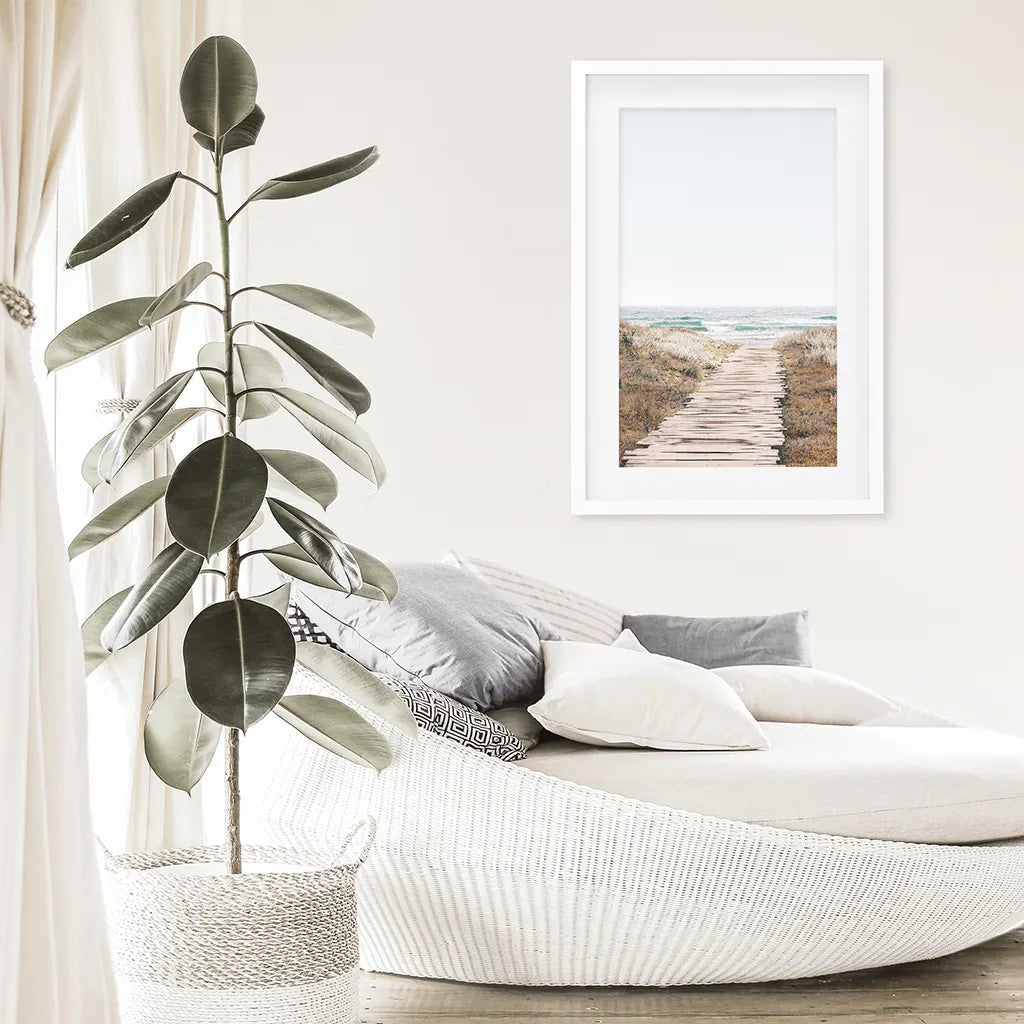 Beige Beach Pathway Print - Modern Boho Wall Decor
