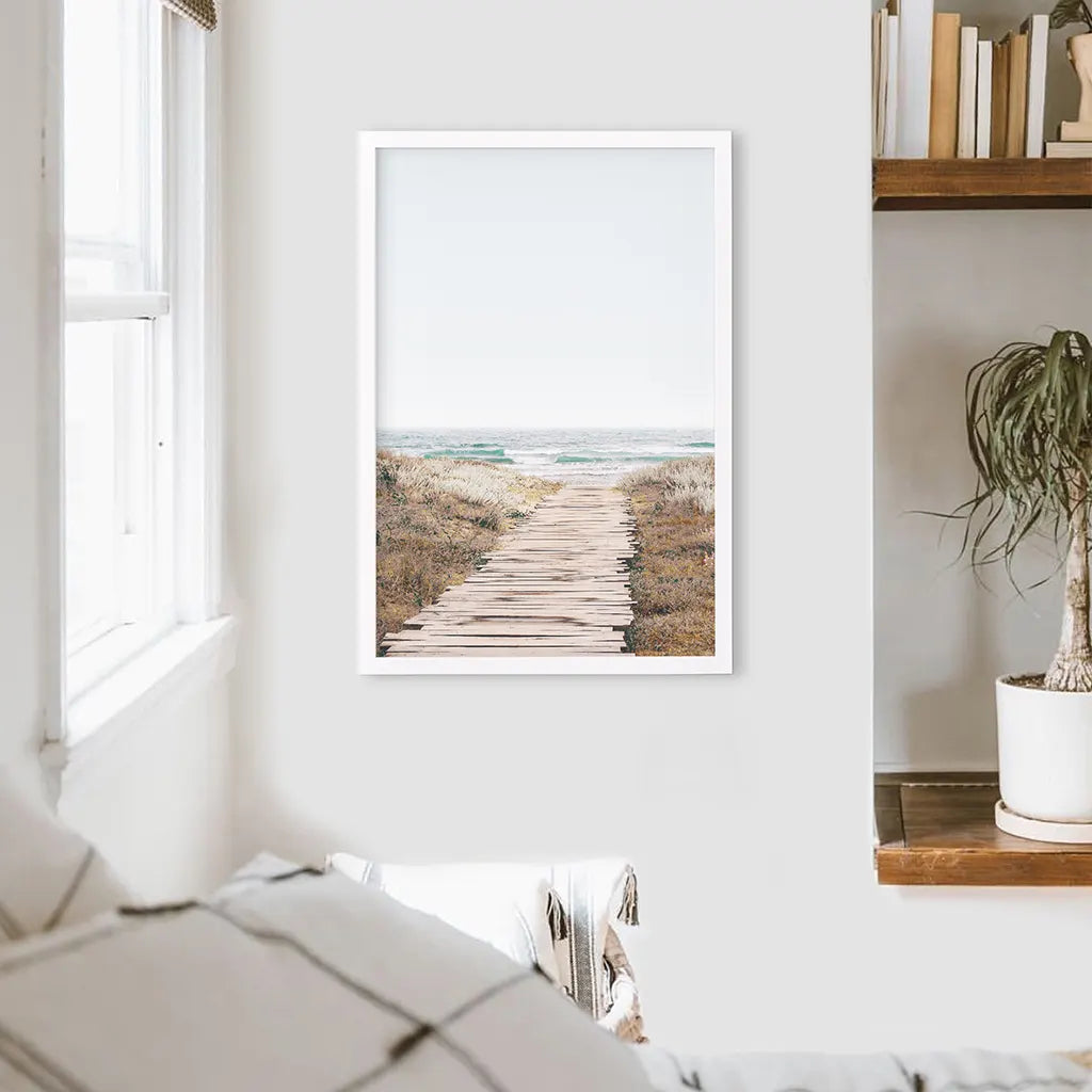 Beige Beach Pathway Print - Modern Boho Wall Decor