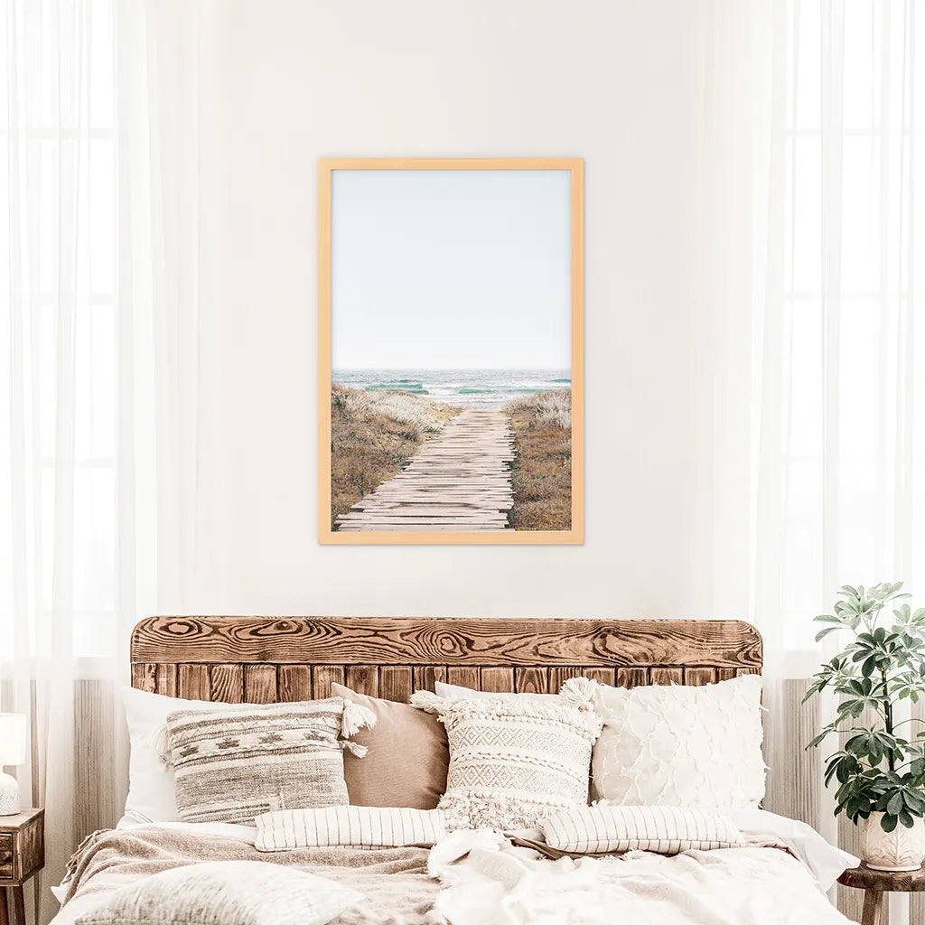 Beige Beach Pathway Print - Modern Boho Wall Decor